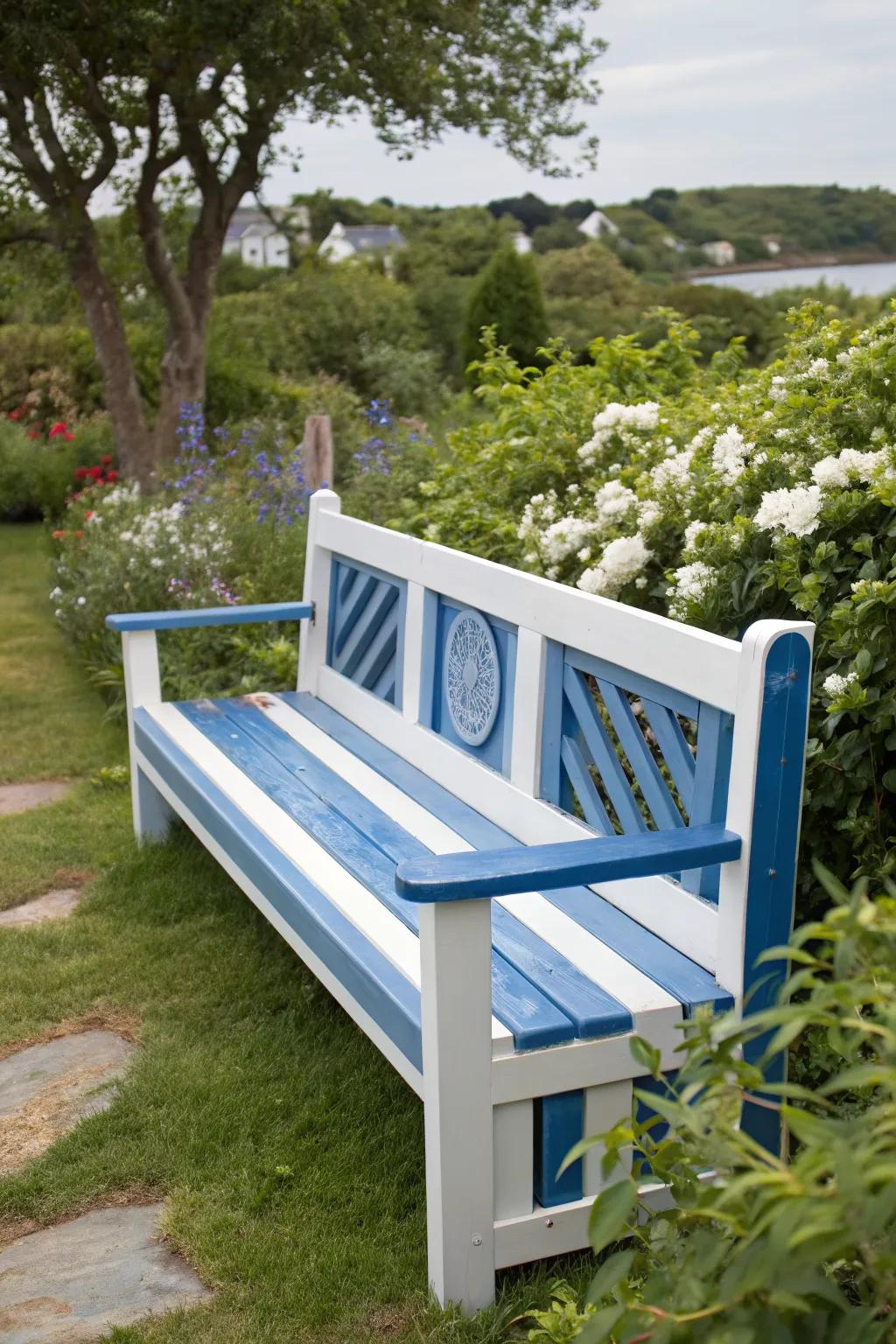 A nautical-themed bench that brings the coast to your garden.