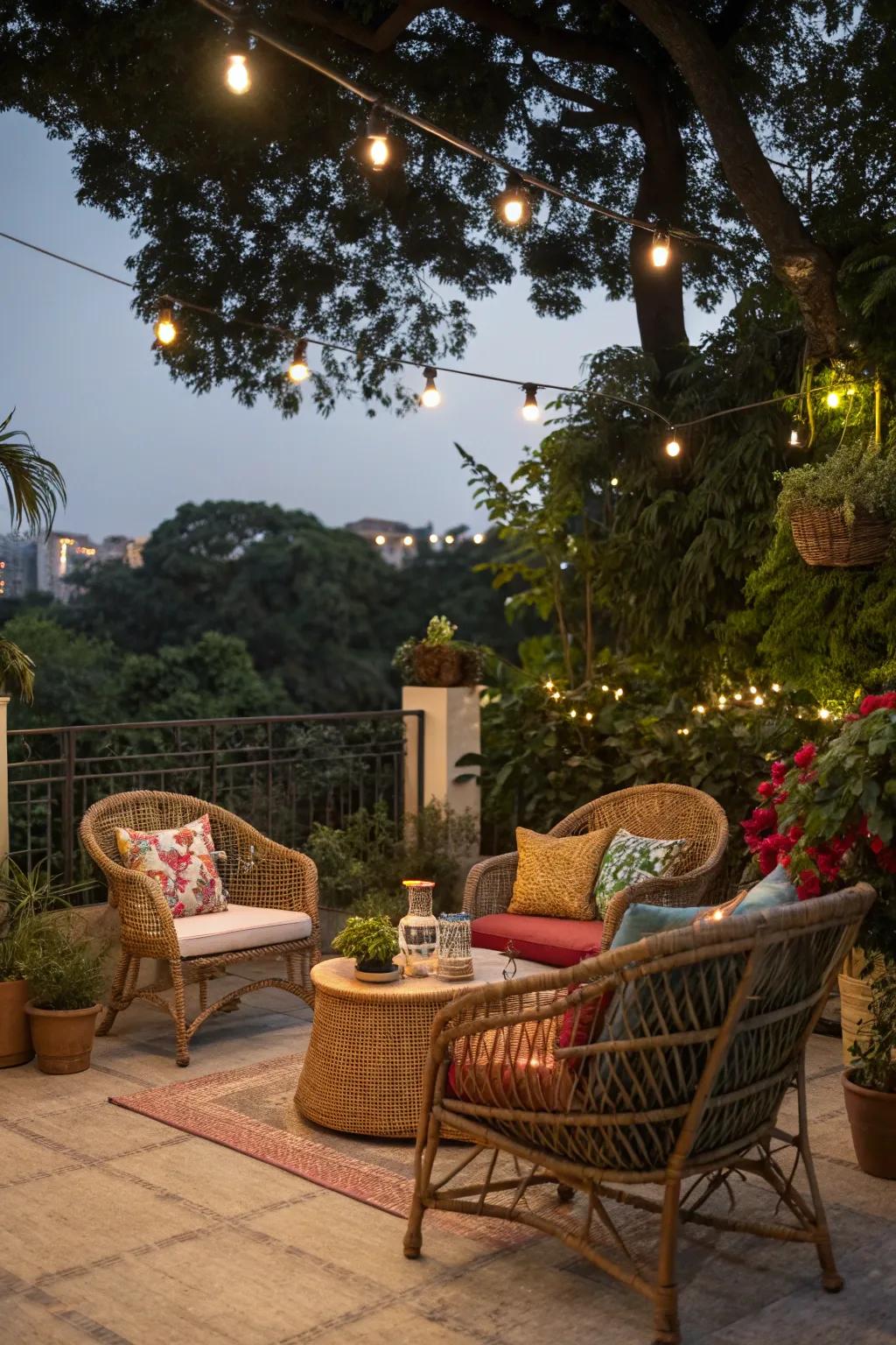 Rattan accents bring texture and natural beauty to your patio.