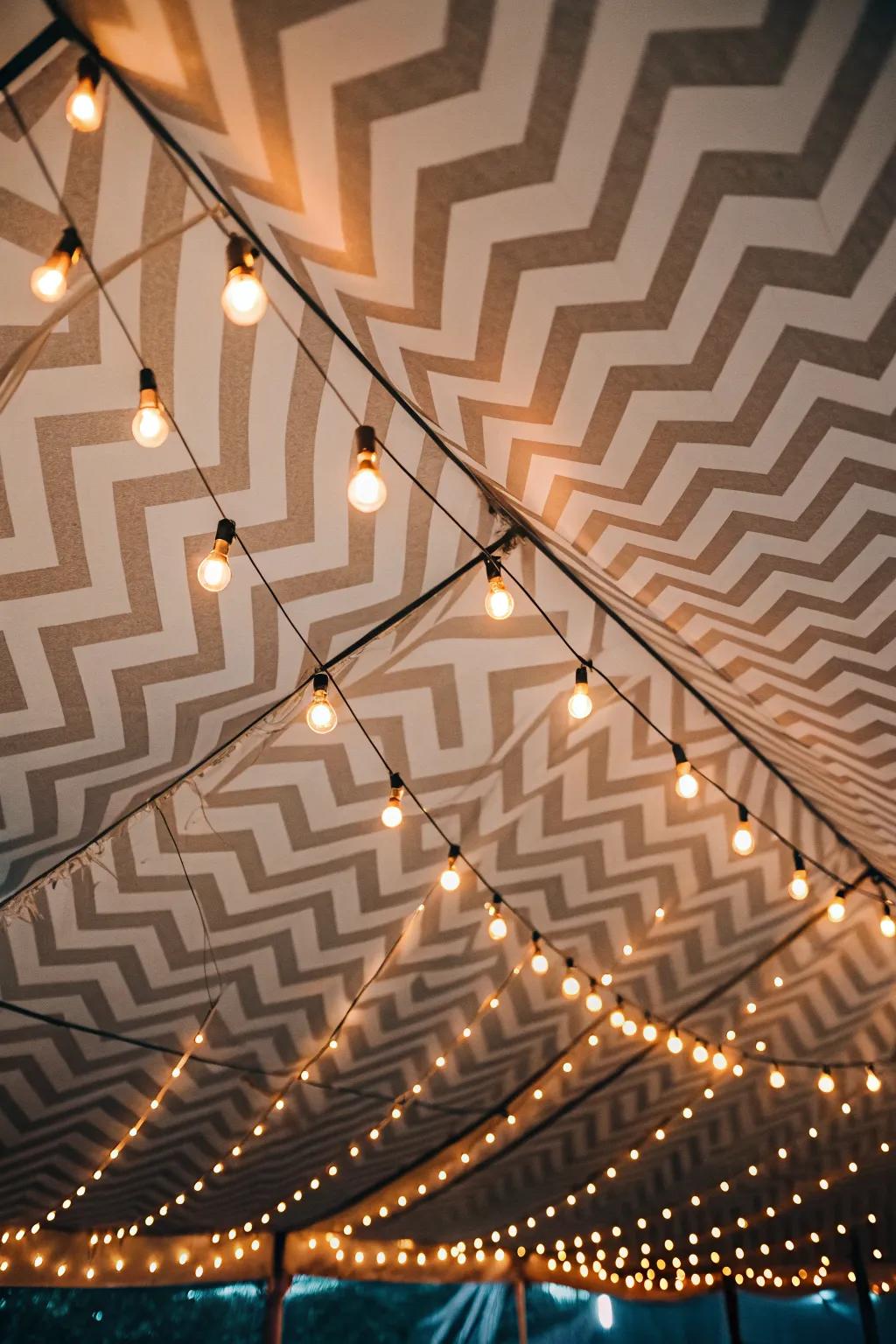 Patterned lighting adds visual interest and flair.