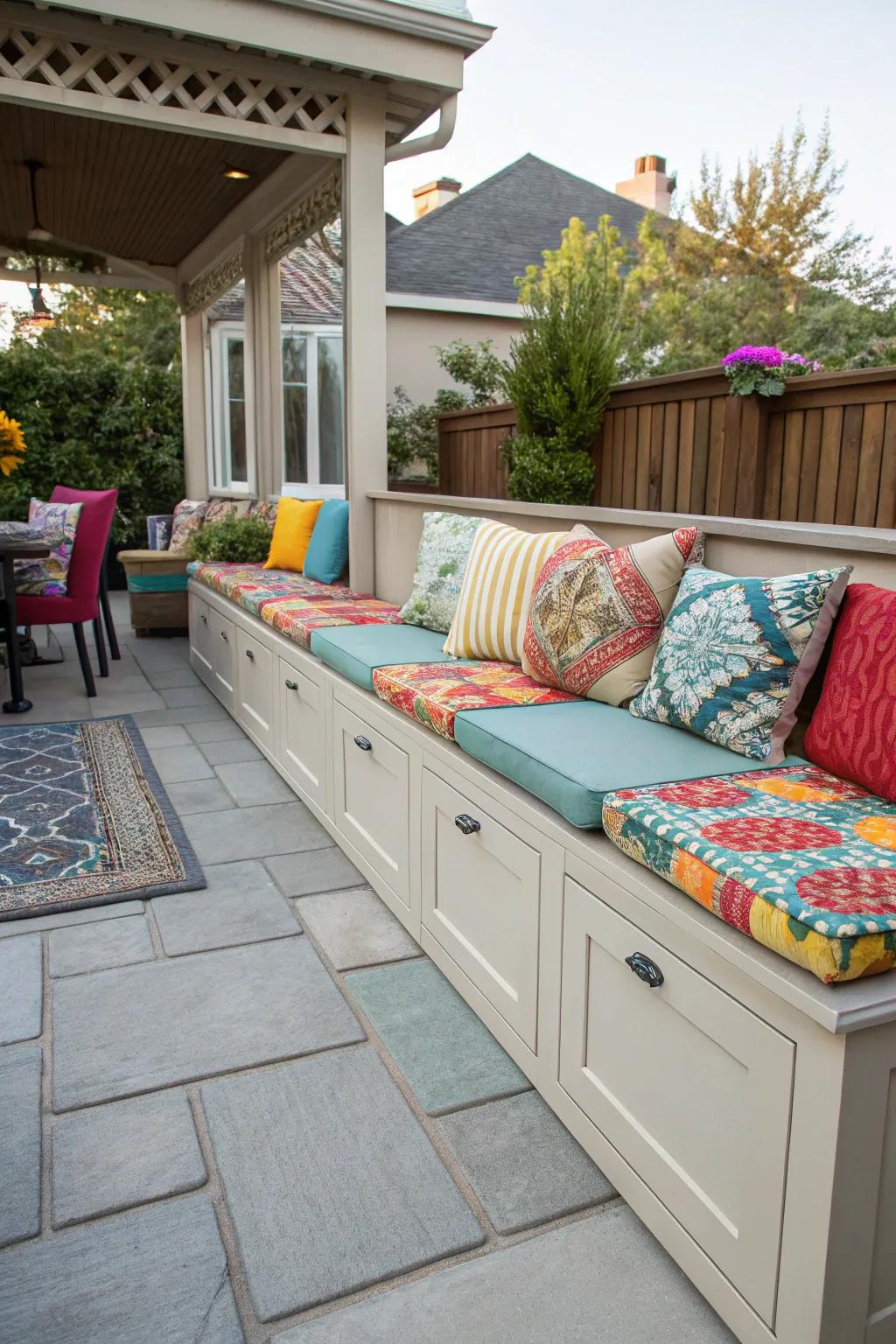 Built-in benches offer a perfect blend of comfort and storage.