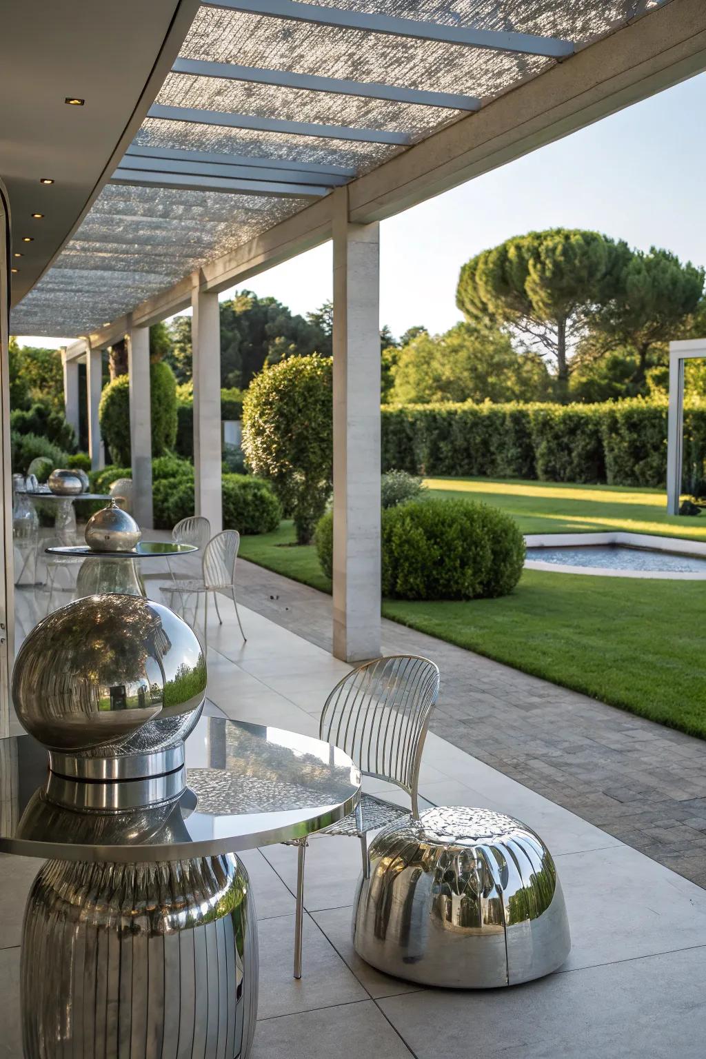Deflect heat with reflective surfaces on your patio.