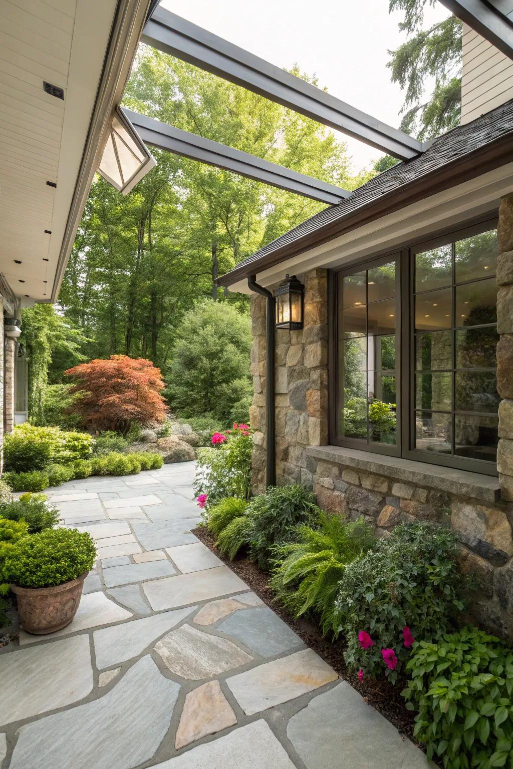Stone accents adding natural charm and texture.