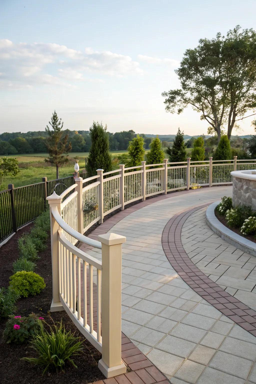 Curved fences add a soft and welcoming touch.