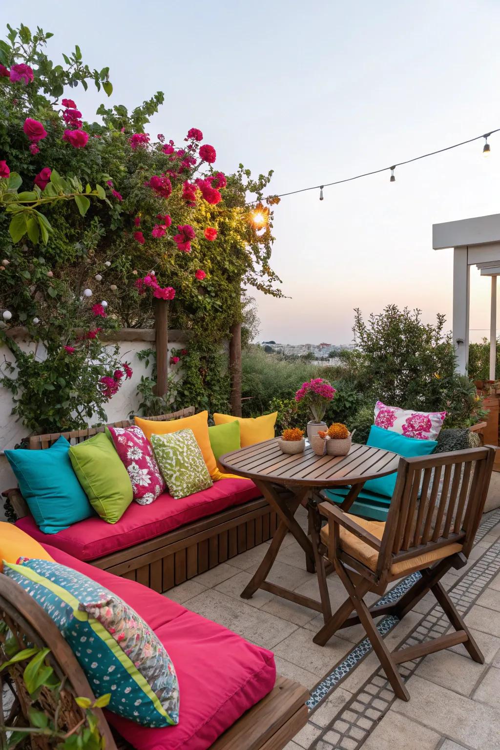 Add a pop of color to your patio with stylish accent cushions.