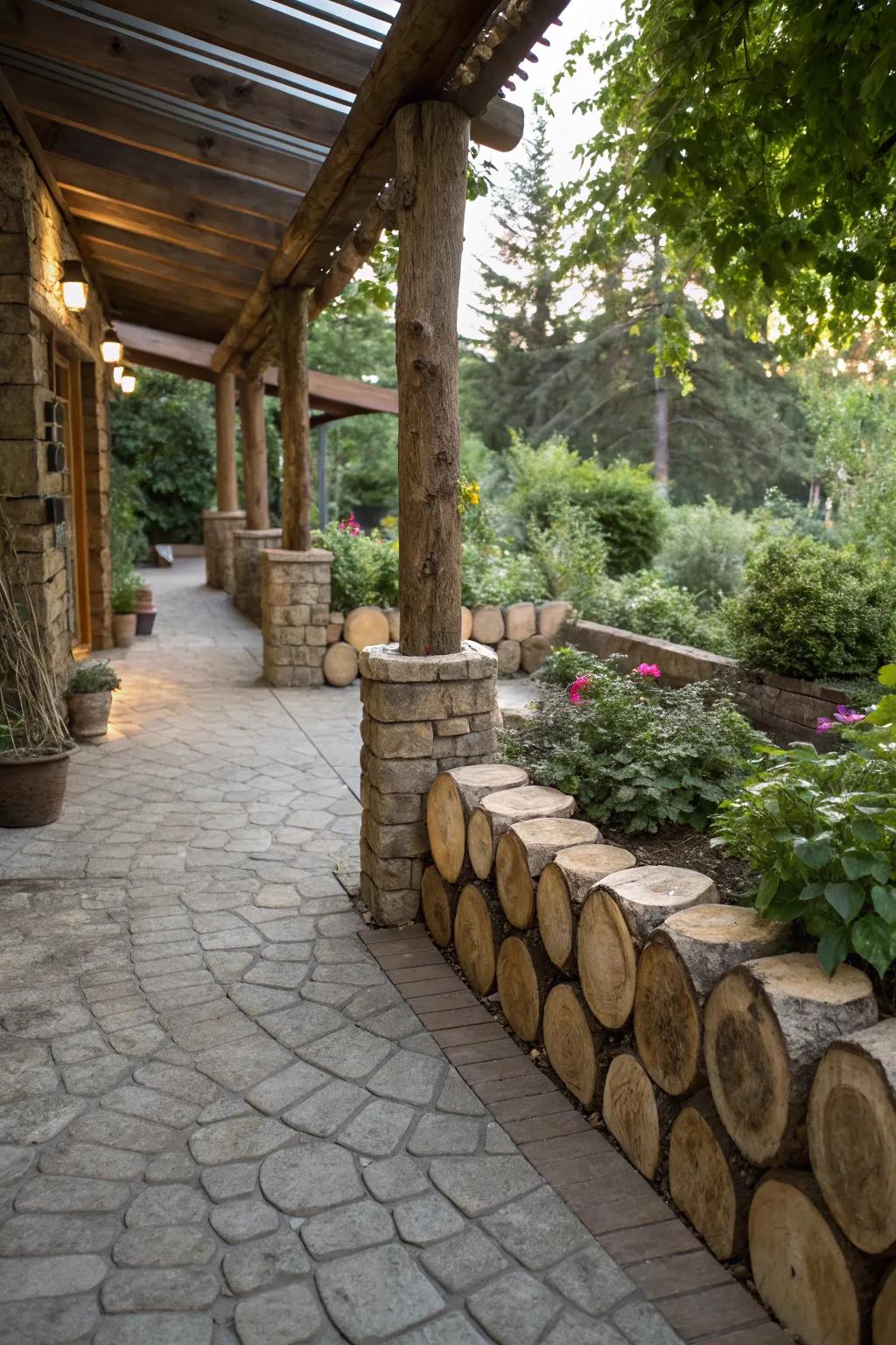 Embrace rustic charm with log roll edging.