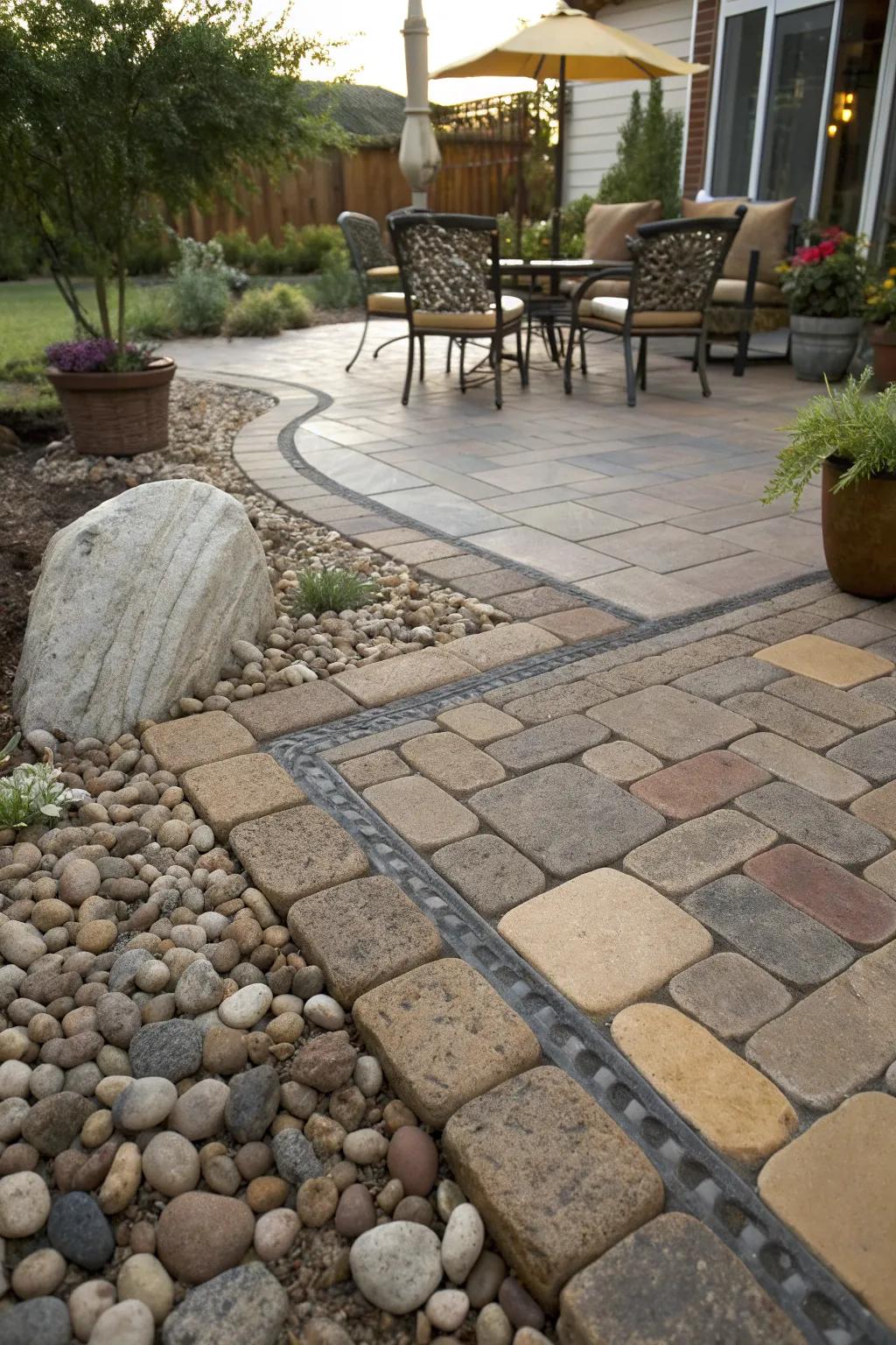 Mix and match paver textures for added visual interest.