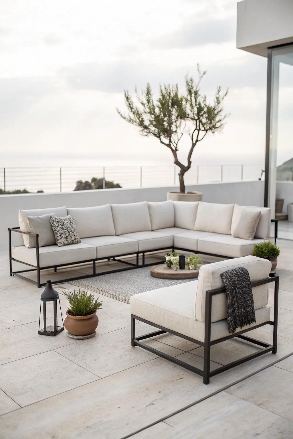Minimalist designs create an open, uncluttered patio.