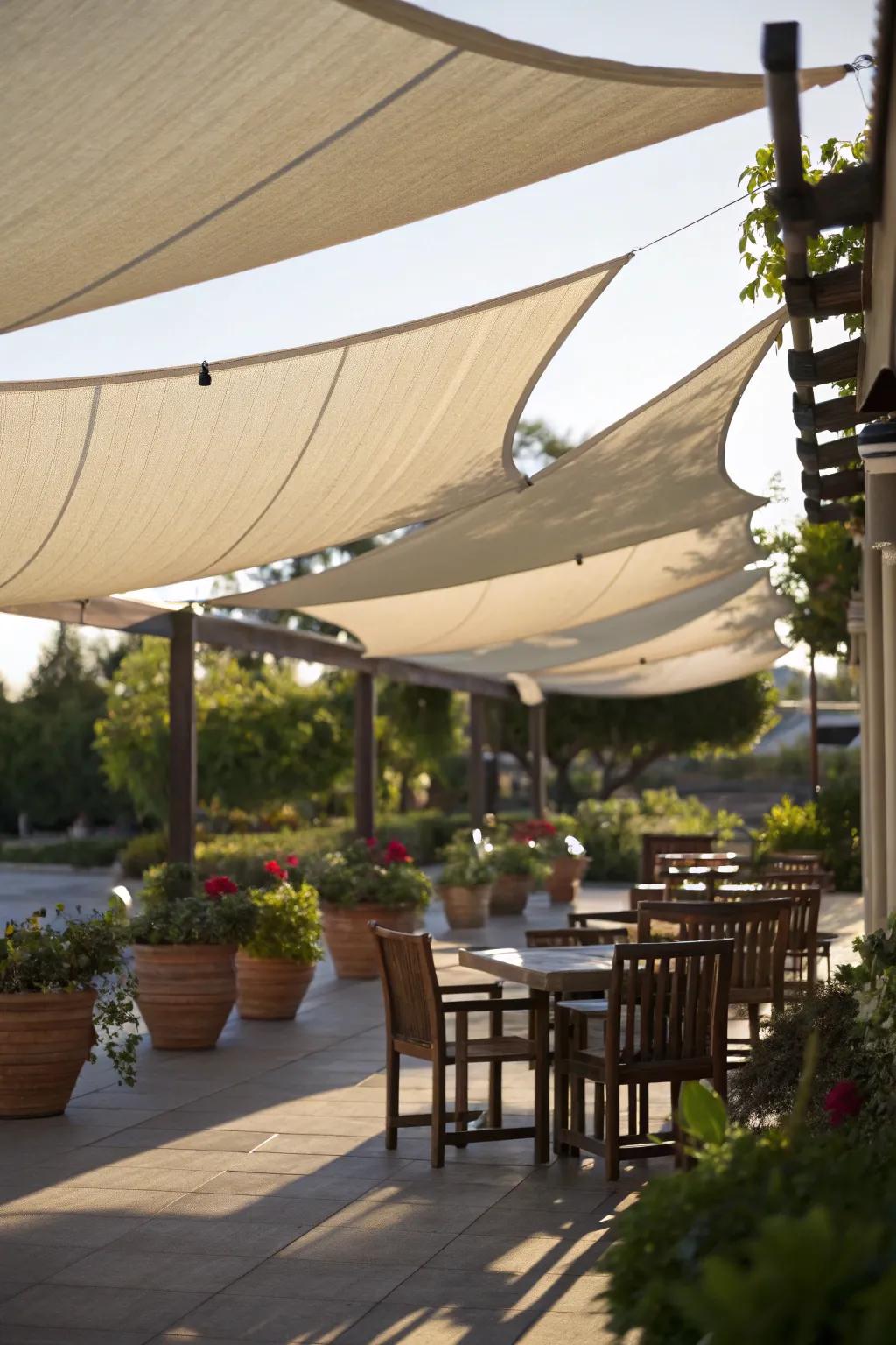 Sail cloths offer creative and adaptable shading options.