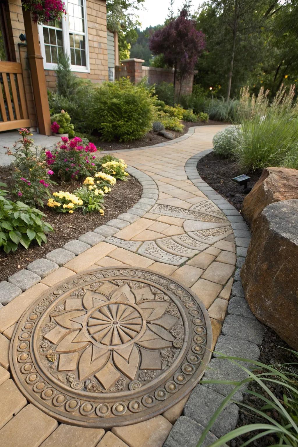 Enhance your entrance with a decorative stone medallion.