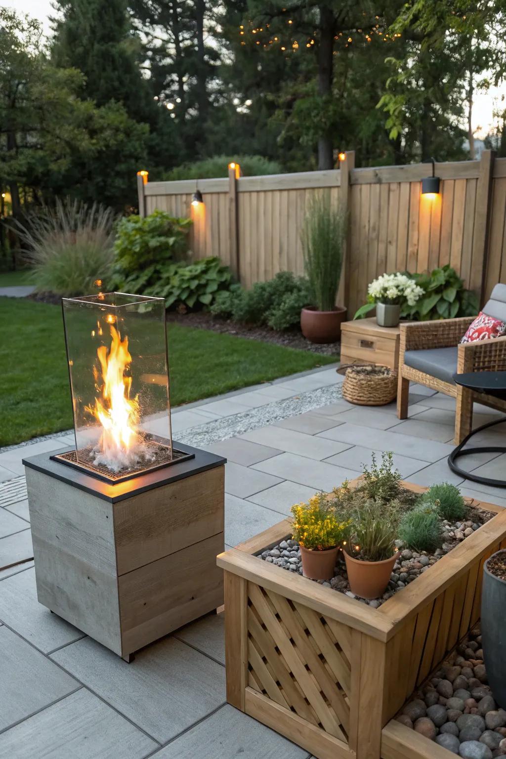 An eco-friendly bioethanol fireplace offering sustainable warmth and charm.