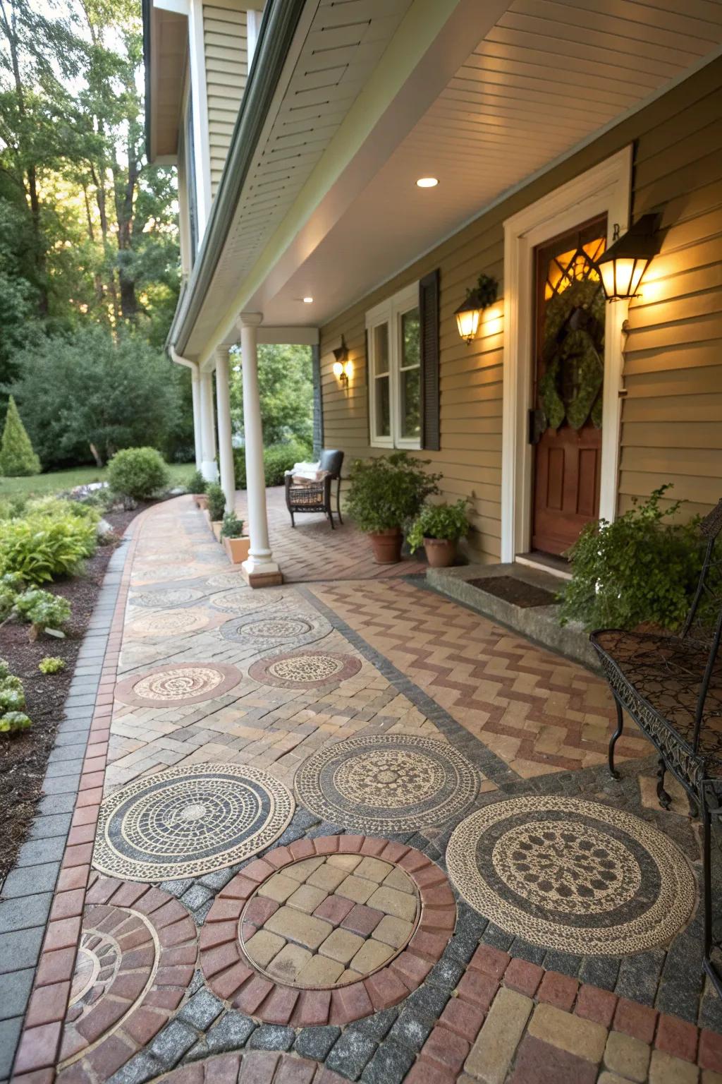 Interlocking pavers create custom patterns with ease.