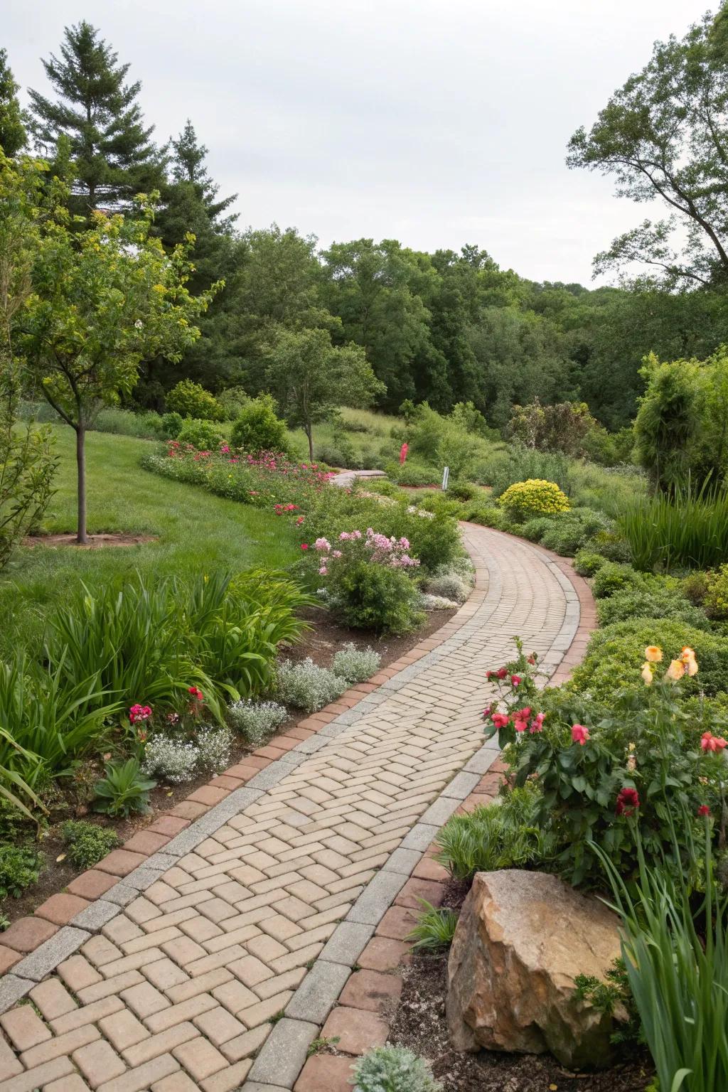 Eco-friendly permeable pavers providing effective drainage.