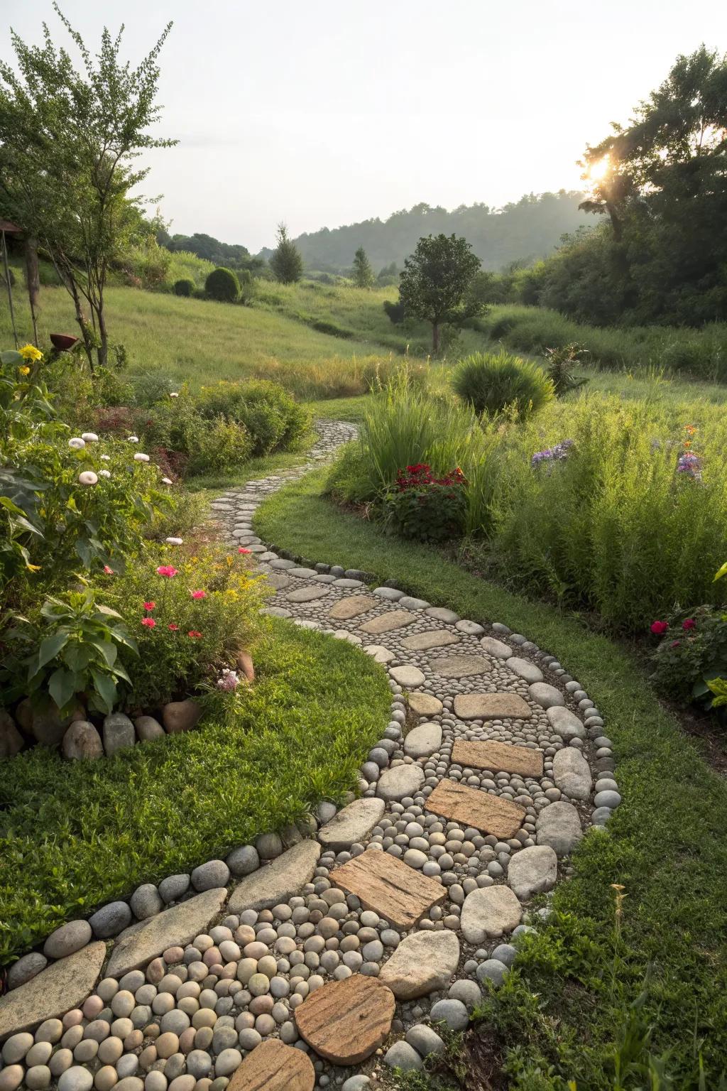 Whimsical paths make exploring gardens delightful.