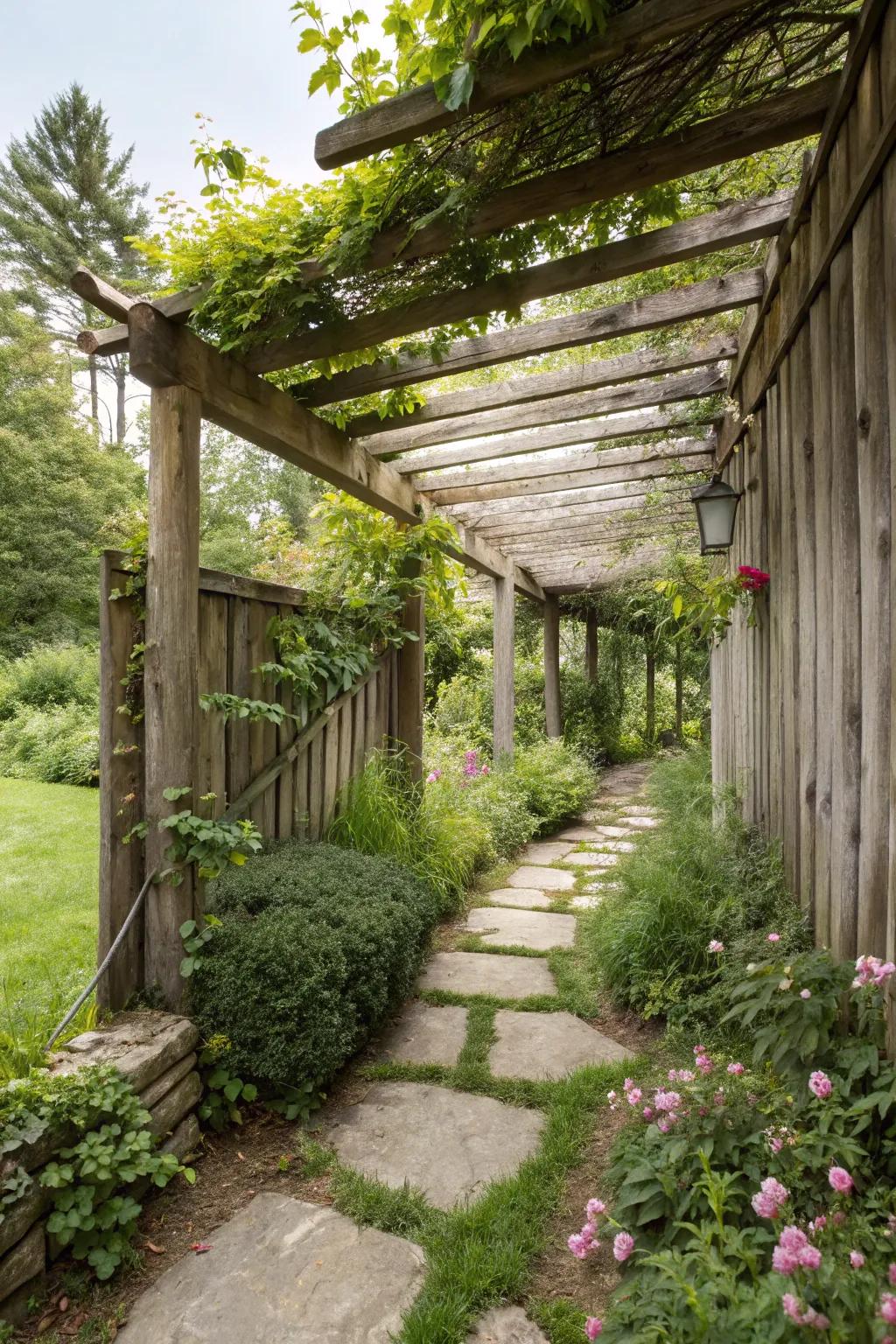 Reclaimed wood adds character and sustainability to any garden.