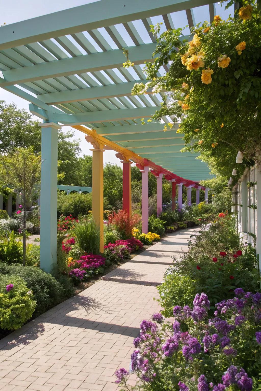 Painted gutters: personalize your pergola’s look.