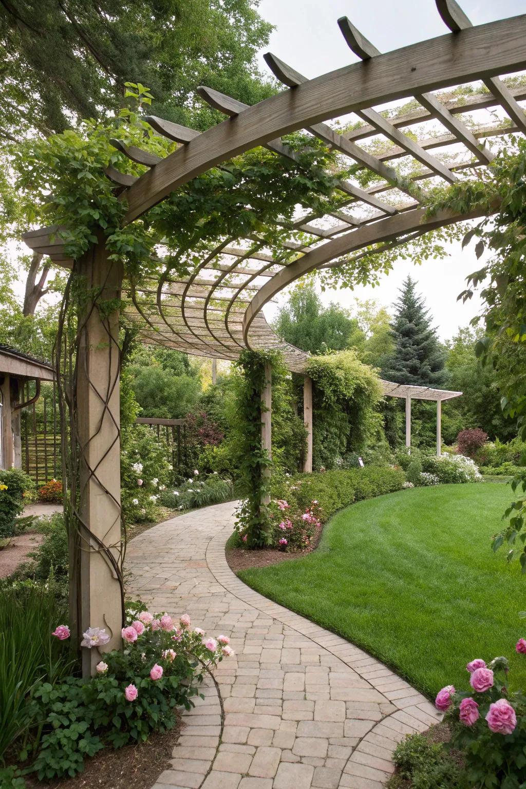 Curved roofs add a sophisticated flair to any pergola.
