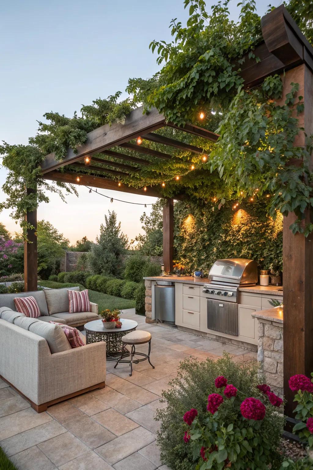 A multi-functional space for cooking and relaxing.
