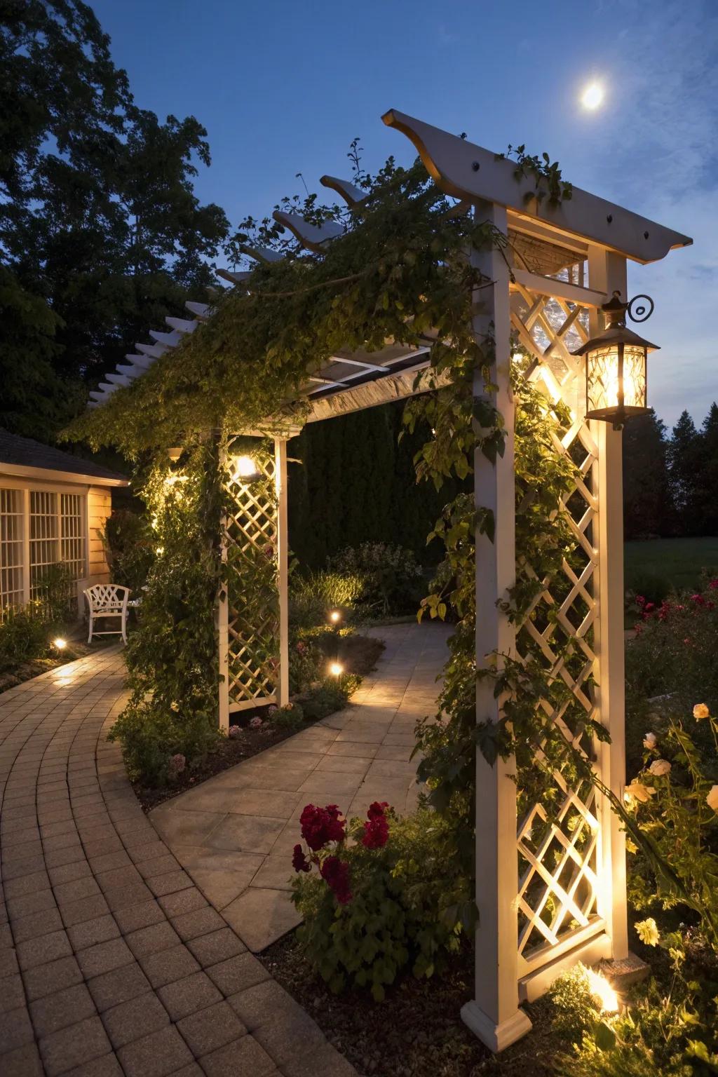 Solar-powered lights turn your pergola into a sustainable haven.