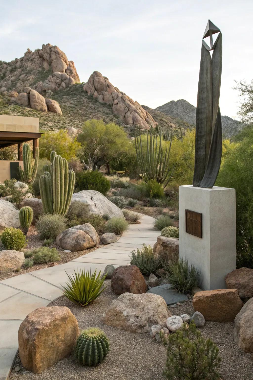 Artistic sculptures add a unique flair to your backyard.