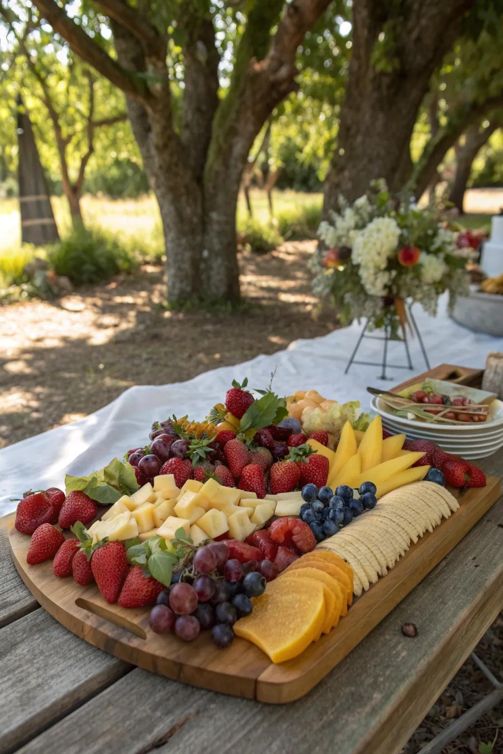 A fruit and cheese display that's both elegant and delectable.