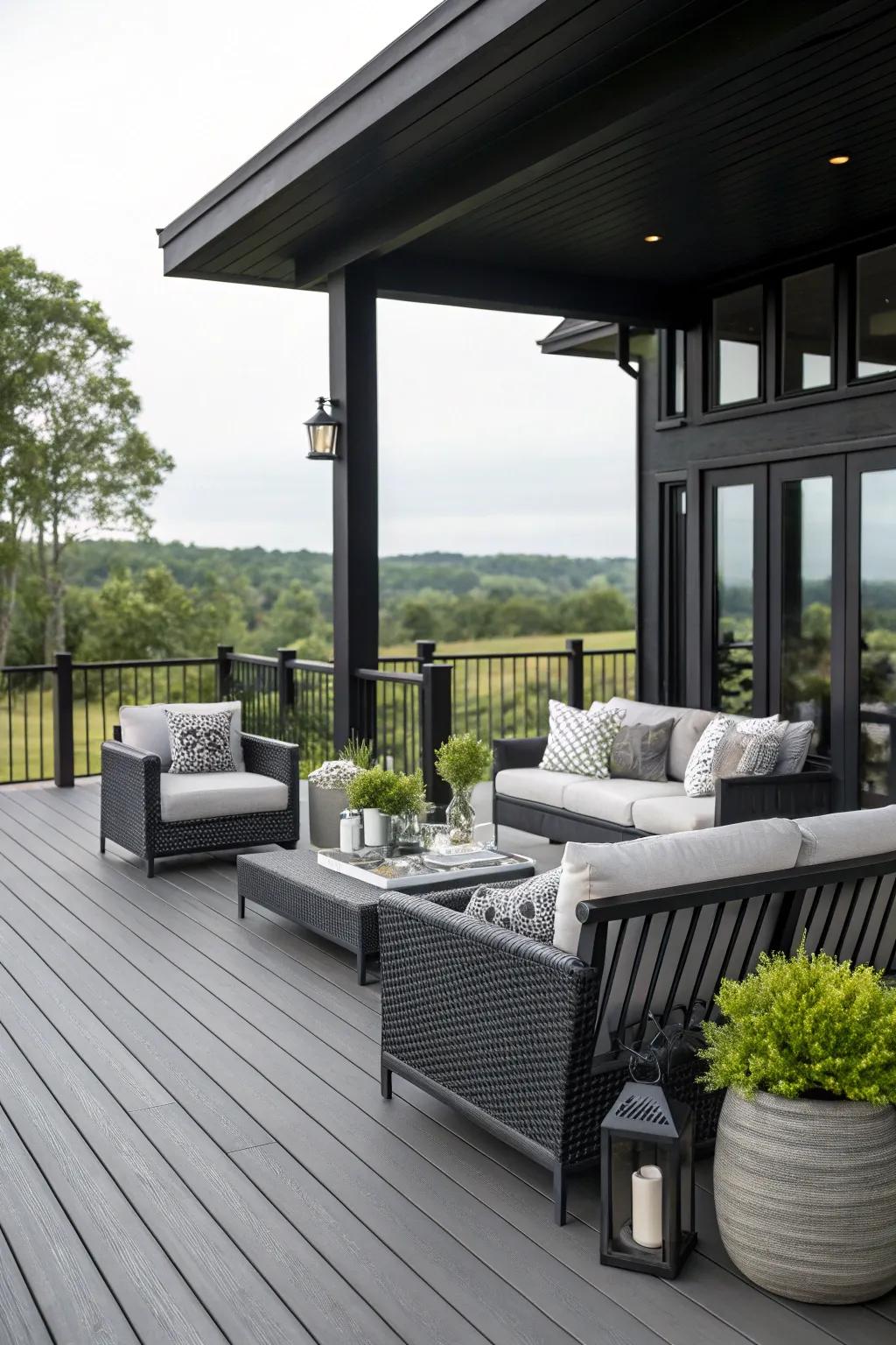 Charcoal adds a sophisticated and sleek touch to any deck.