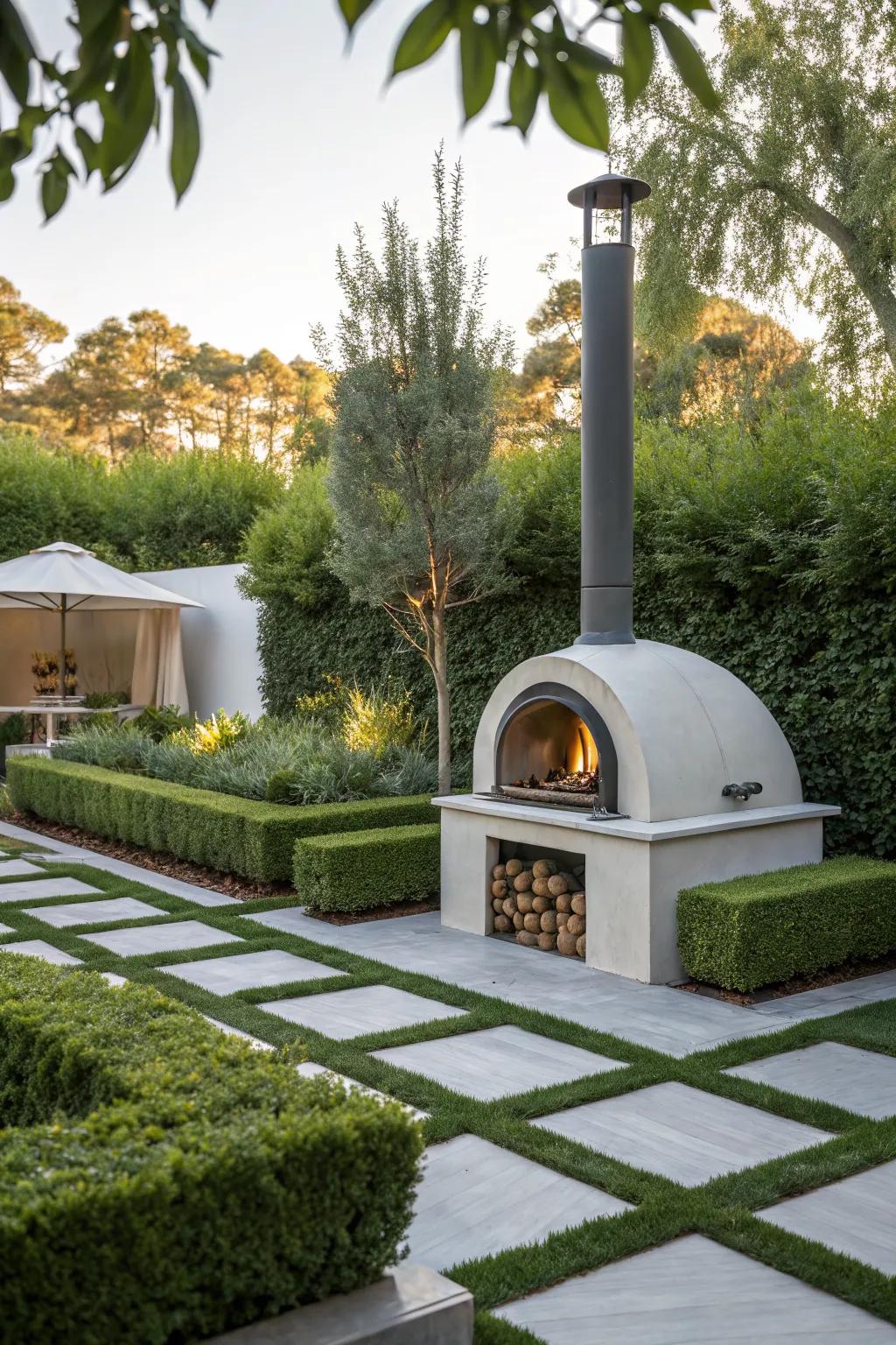 An architectural pizza oven that doubles as a stunning garden sculpture.