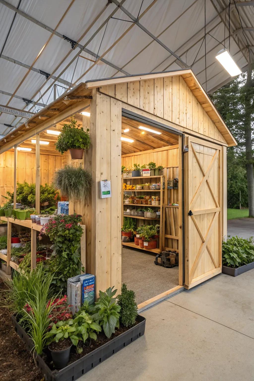 A pole building functioning as an eco-friendly garden shed.