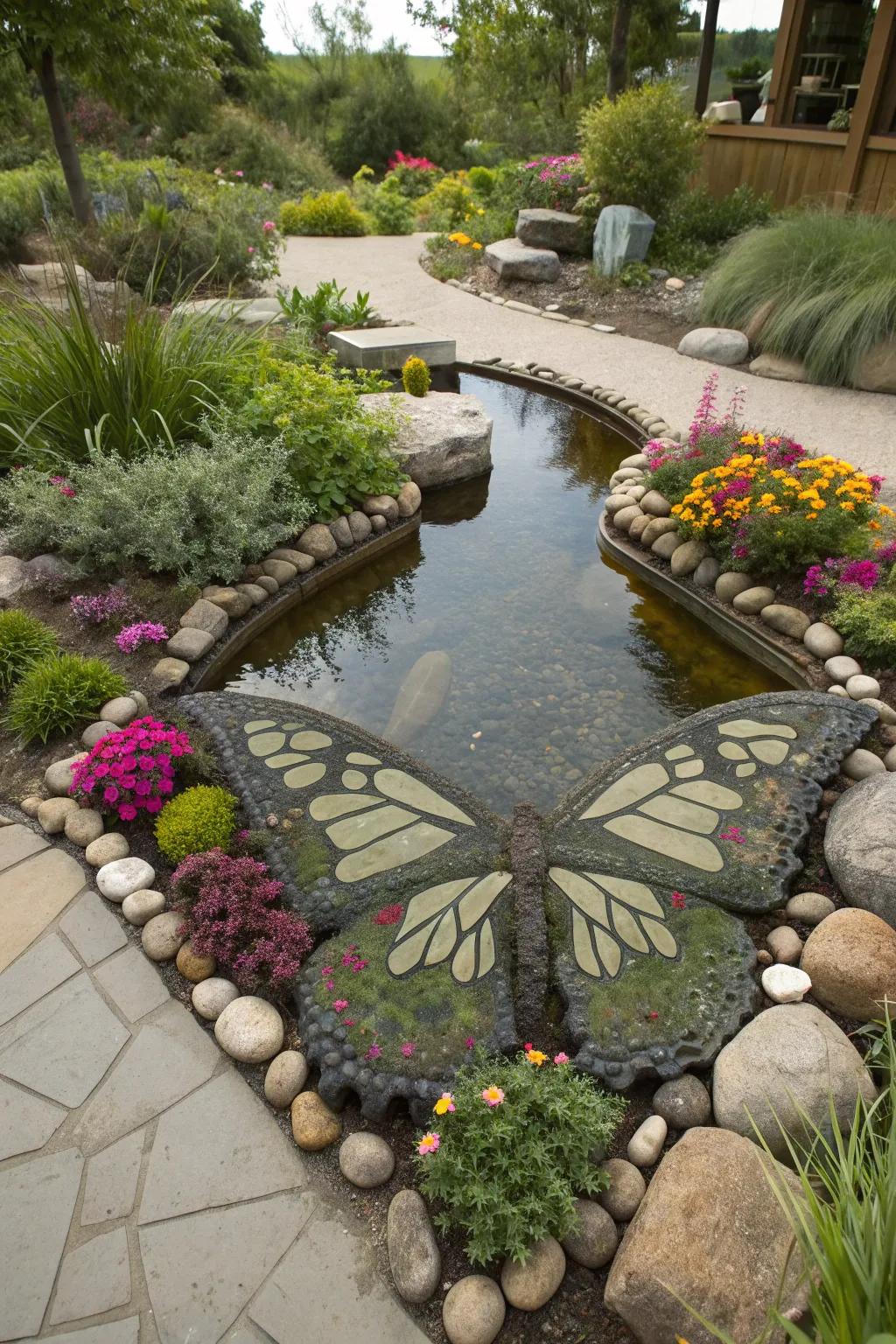 Butterfly wing ponds celebrate the beauty of nature in your garden.