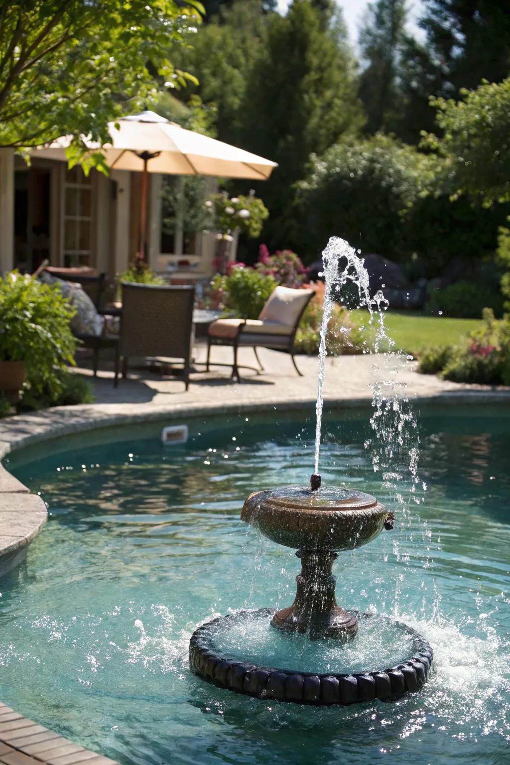 Enhance your pool's ambiance with a floating fountain.
