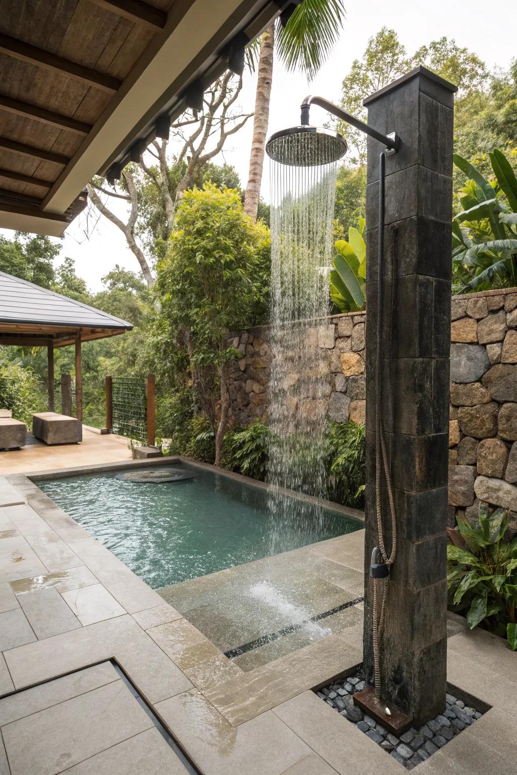 Outdoor showers add a touch of luxury and practicality to your pool area.