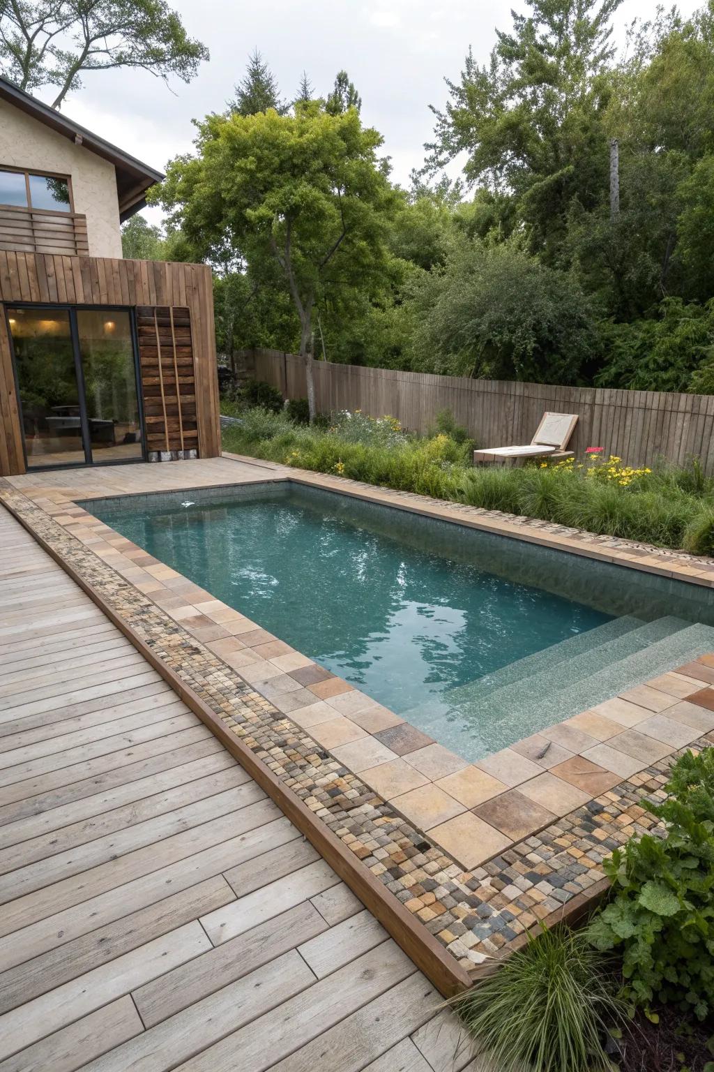 Eco-friendly tiles offer sustainable and stylish pool edge solutions.