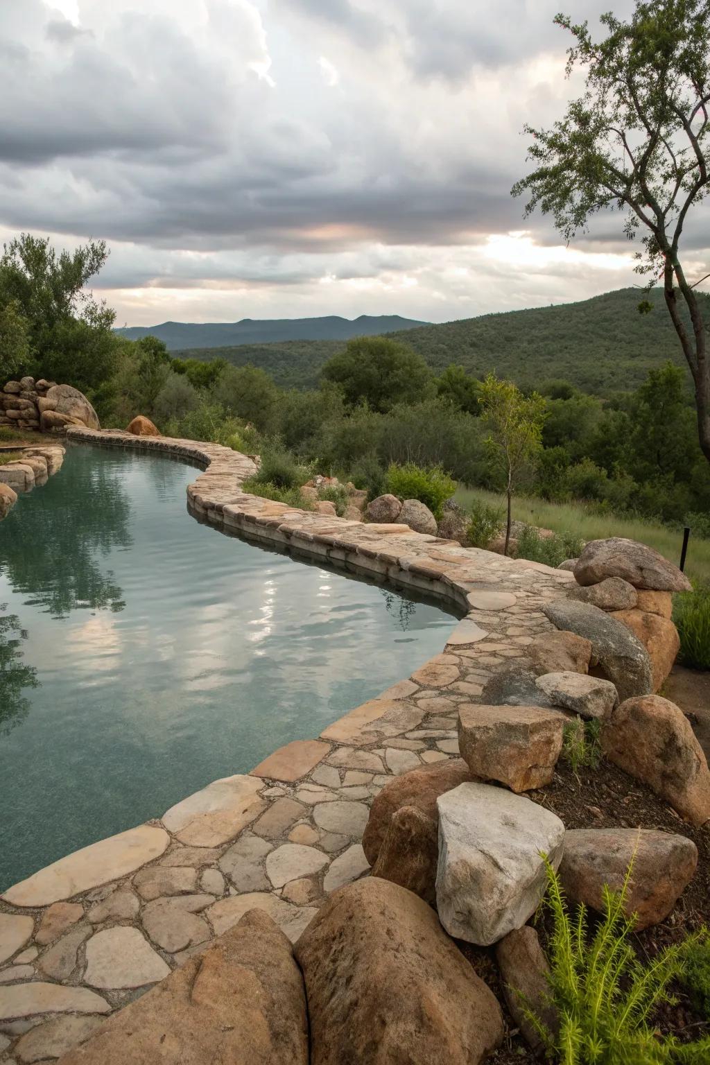 Rock garden edging for a natural transition.