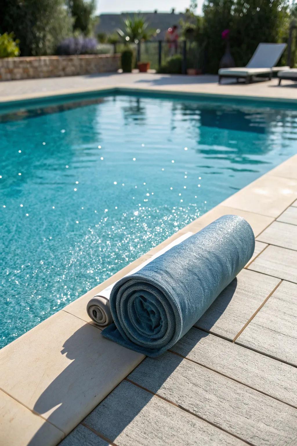 A cover reel simplifies pool cover management, promoting consistent use.