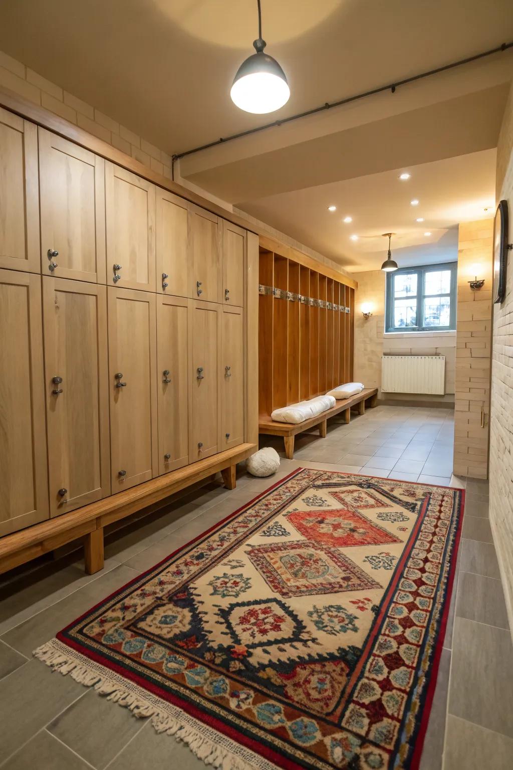 Rugs add warmth and tie the room’s decor together.
