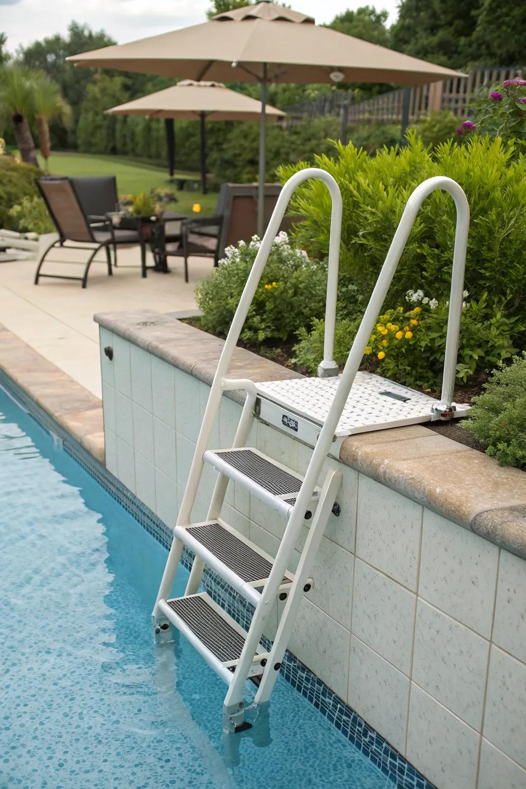 Safety first with a handrail-equipped ladder.