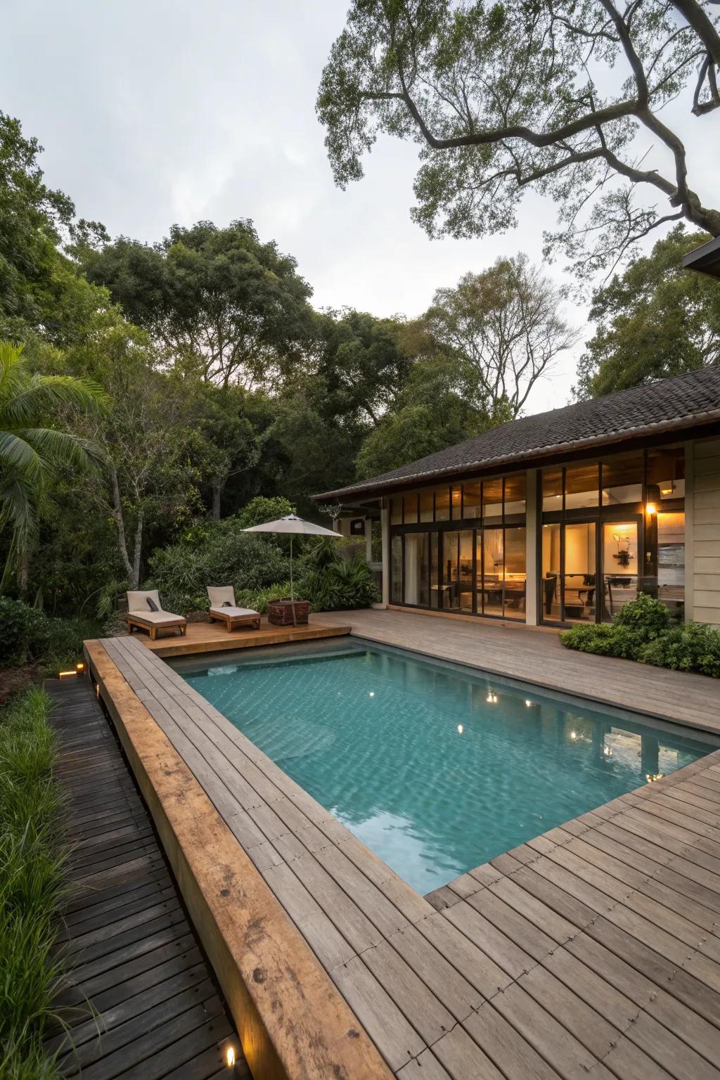Seamless deck integration for a harmonious pool area.