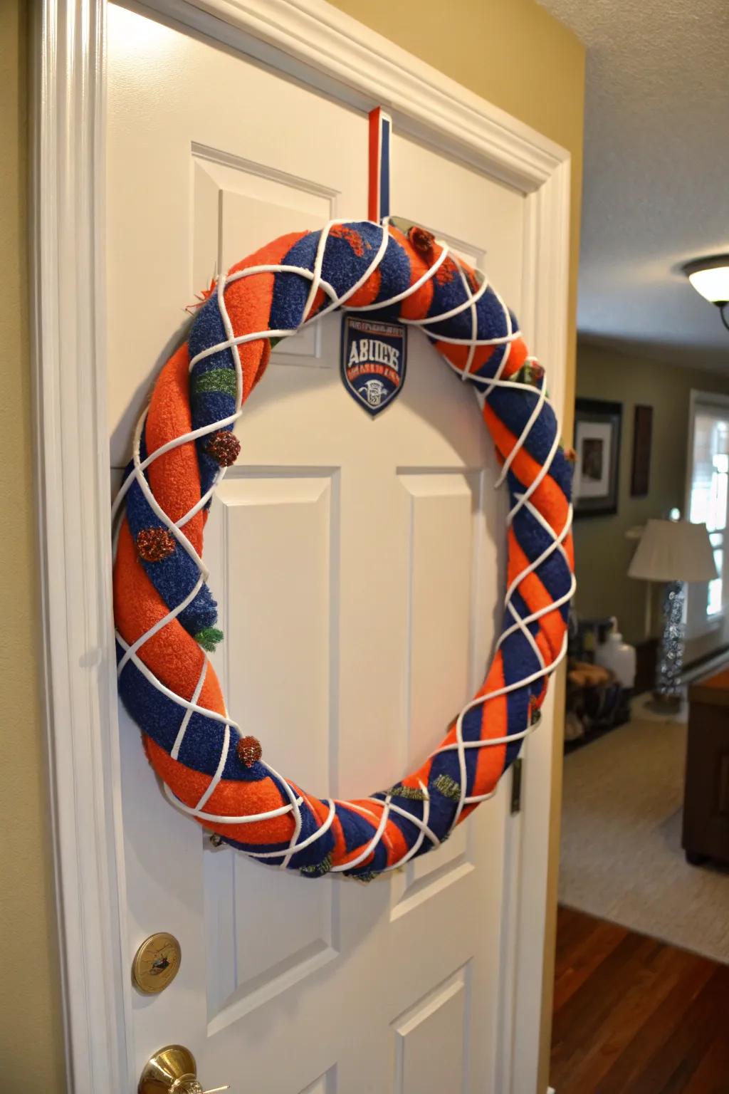 A spirited sports wreath for the ultimate fan.