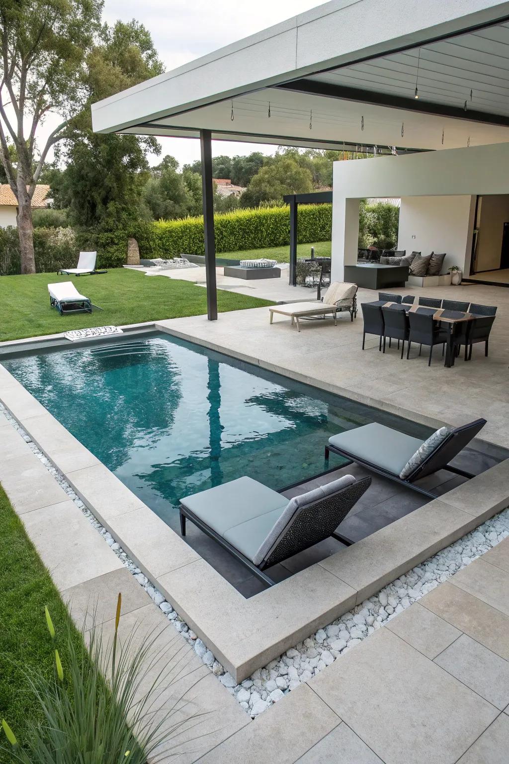 Make a statement with a geometric pool design.