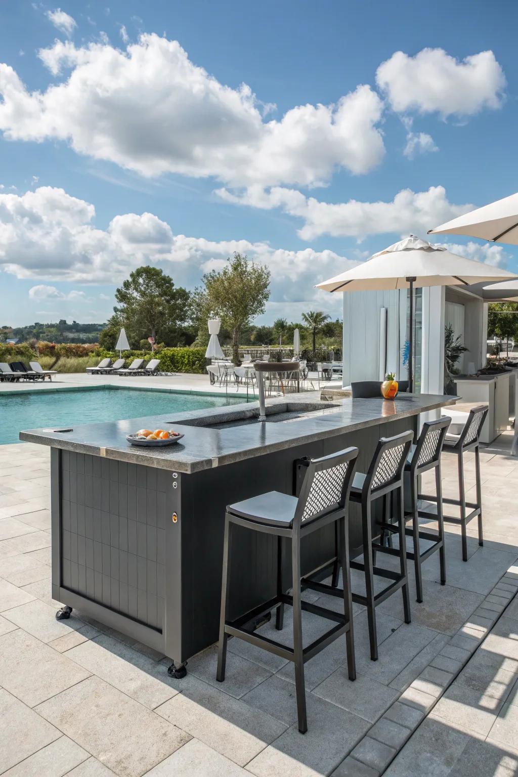 Tailor your poolside experience with a customizable bar island.