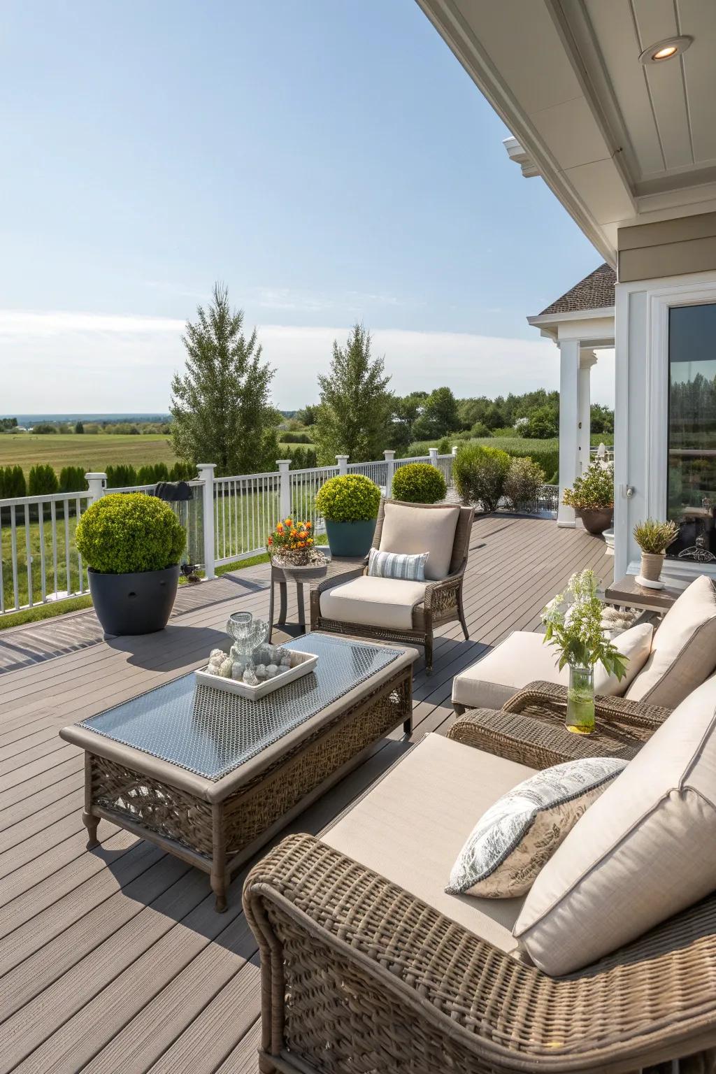 Taupe decks provide understated elegance and versatility.