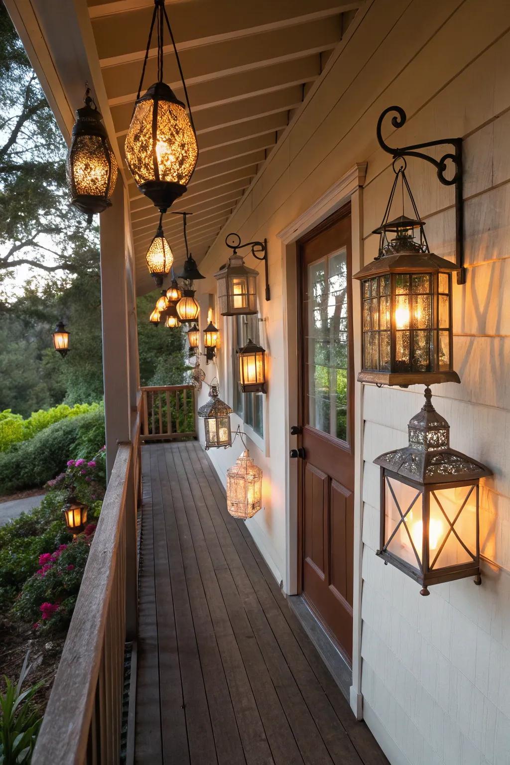 Turn your porch into an art gallery with lanterns.