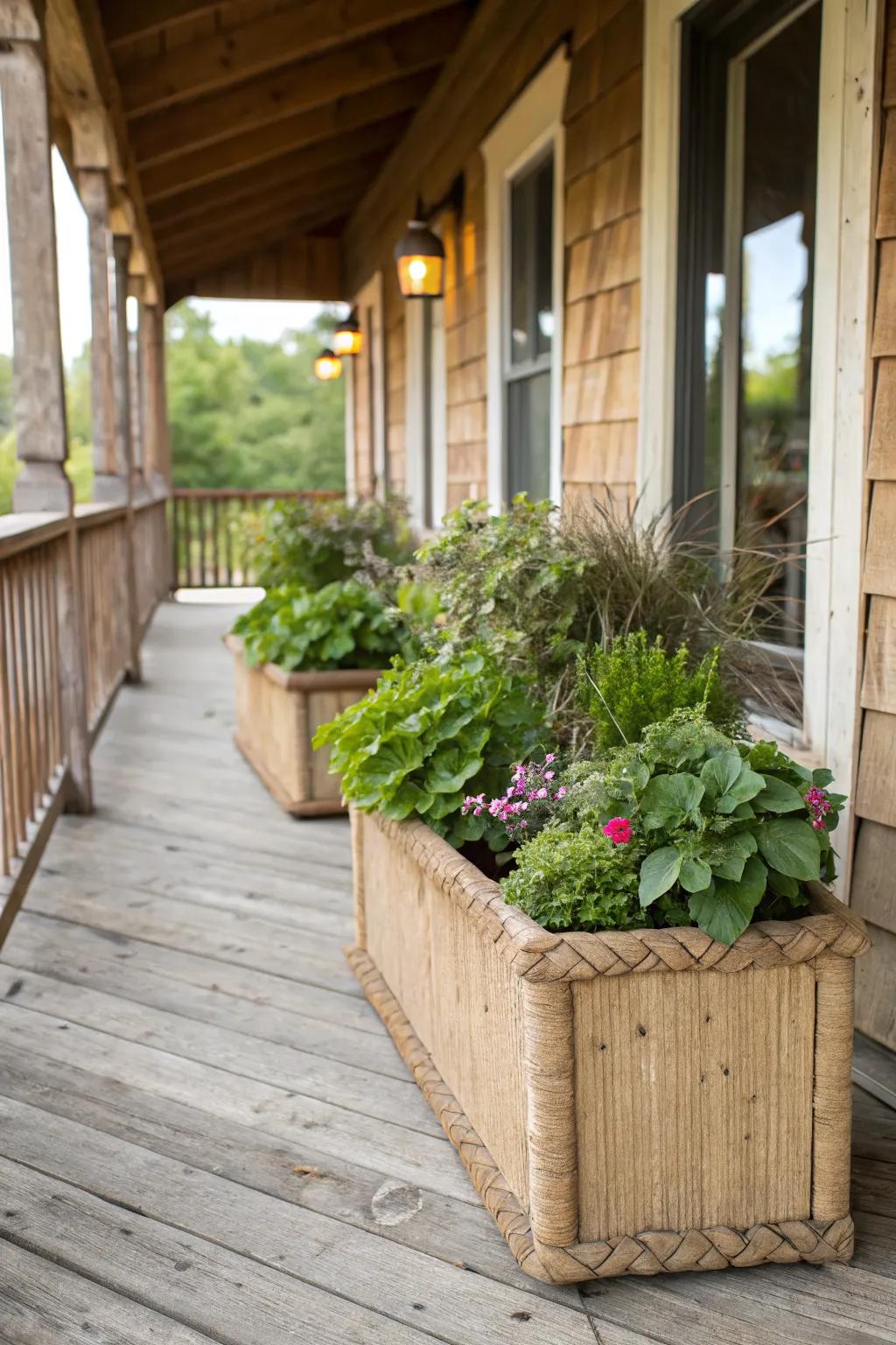 Go green with natural fiber planter boxes.