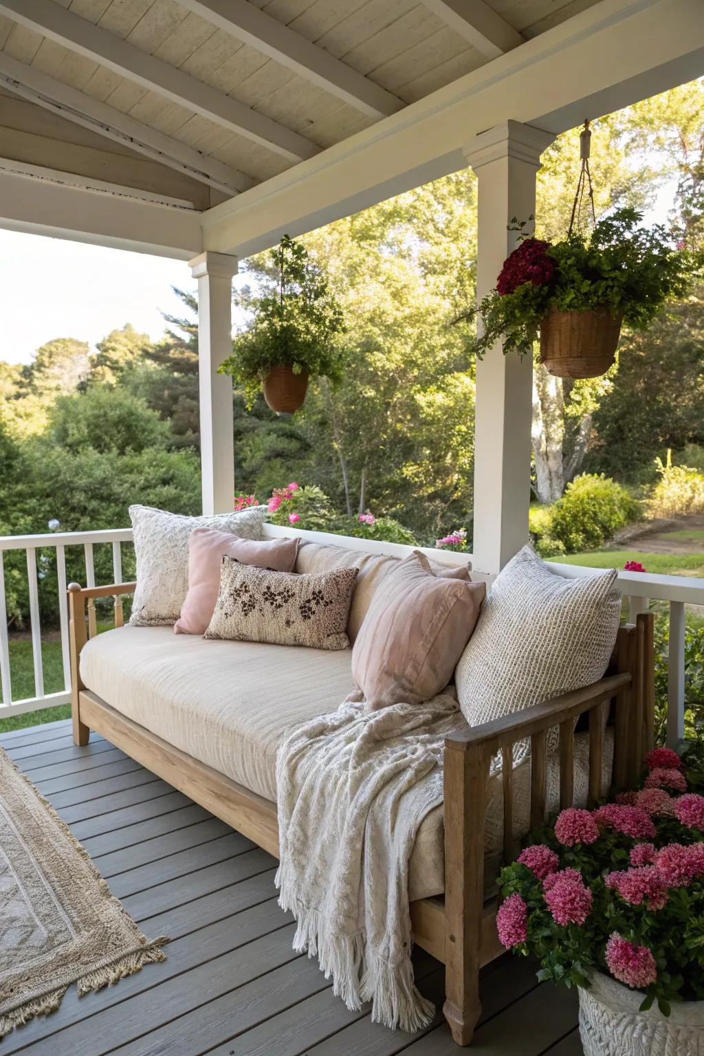 A daybed offers a luxurious spot for relaxation.