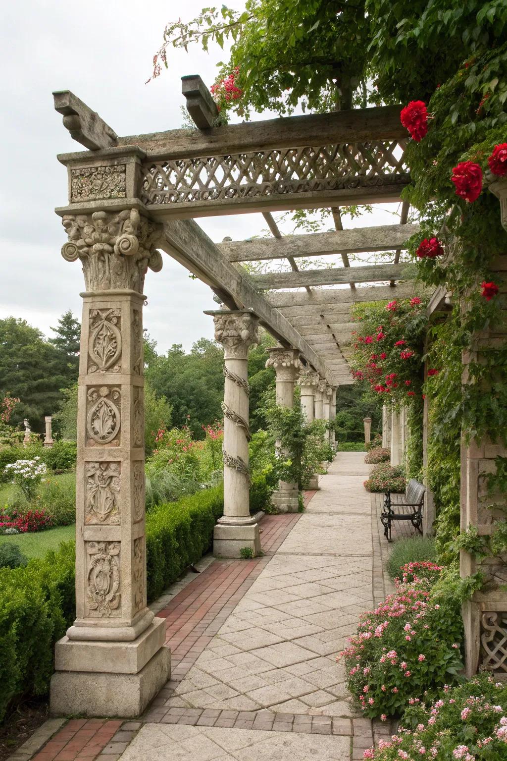 Add character with an artistic arbor-style pergola.