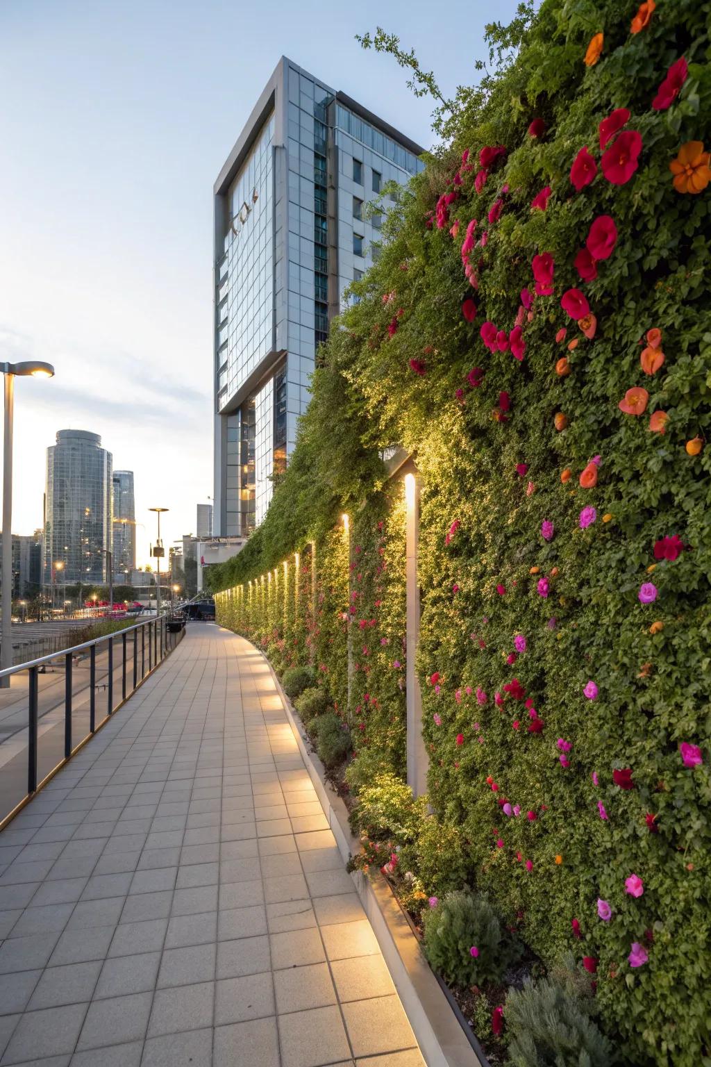A portulaca living wall is a stunning vertical garden feature.