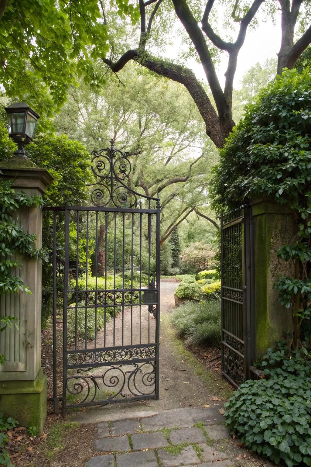 Tall gates create a private backyard sanctuary.
