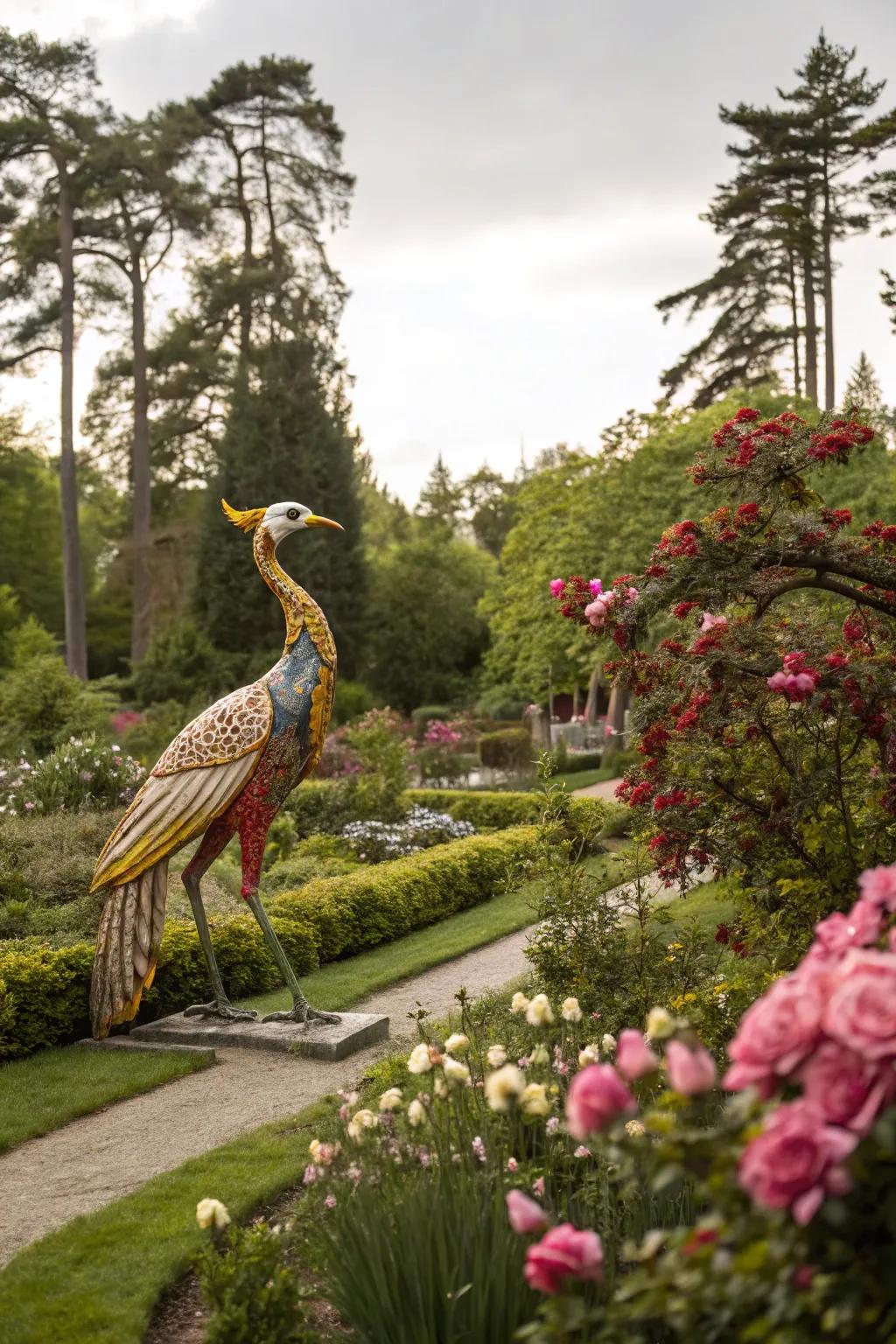 A whimsical sculpture adding a playful touch to the garden.
