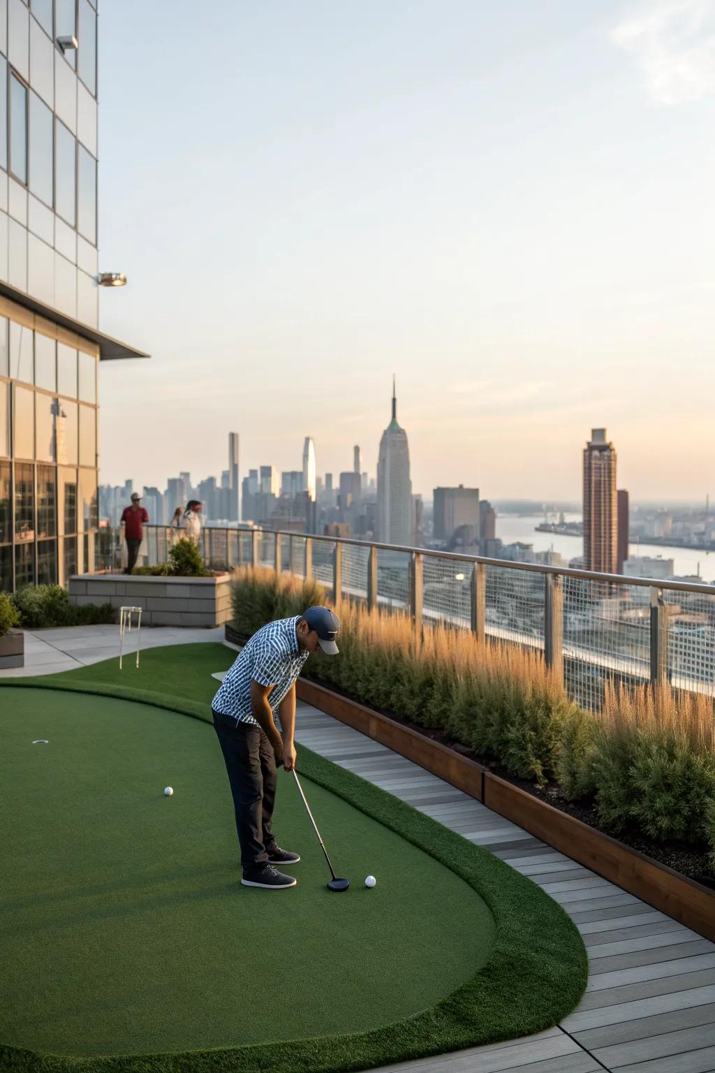 Rooftop greens offer a unique vantage point for your game.