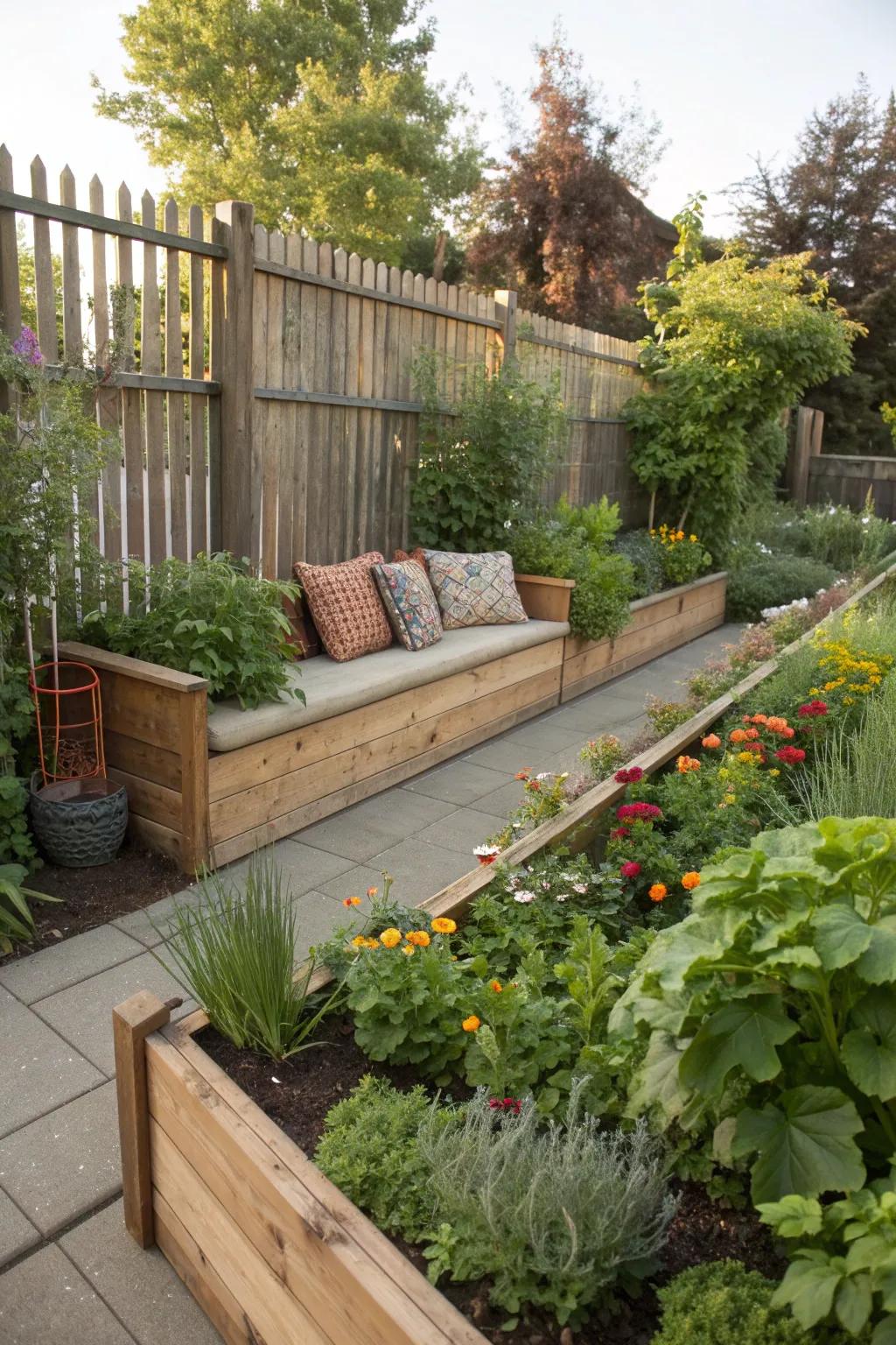 Integrated seating offers comfort and functionality.