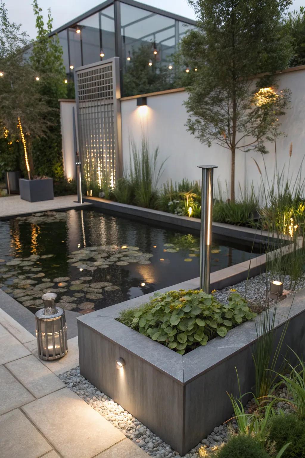 Industrial-style ponds make a bold design statement.